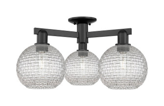 Arcadia Three Light Semi-Flush Mount in Matte Black (405|716-3F-BK-G122C-8CL)