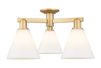 Arcadia Three Light Semi-Flush Mount in Brushed Brass (405|716-3F-BB-GBC-81)