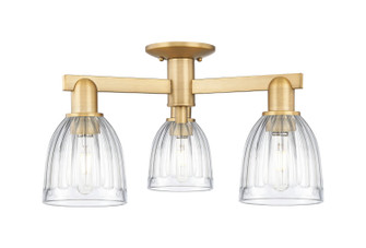 Arcadia Three Light Semi-Flush Mount in Brushed Brass (405|716-3F-BB-G442)