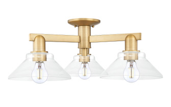 Arcadia Three Light Semi-Flush Mount in Brushed Brass (405|716-3F-BB-G132)