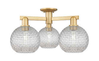 Arcadia Three Light Semi-Flush Mount in Brushed Brass (405|716-3F-BB-G122C-8CL)