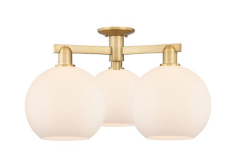 Arcadia Three Light Semi-Flush Mount in Brushed Brass (405|716-3F-BB-G121-10)