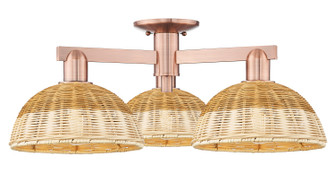 Arcadia Three Light Semi-Flush Mount in Antique Copper (405|716-3F-AC-NBD2-9-NAT)
