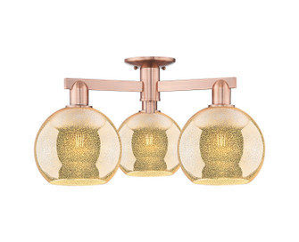 Arcadia Three Light Semi-Flush Mount in Antique Copper (405|716-3F-AC-G128-8)