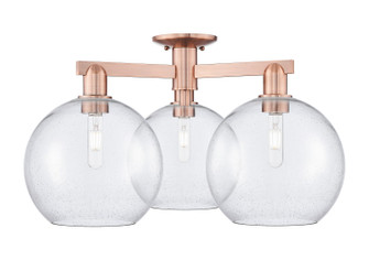 Arcadia Three Light Semi-Flush Mount in Antique Copper (405|716-3F-AC-G124-10)