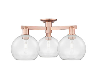 Arcadia Three Light Semi-Flush Mount in Antique Copper (405|716-3F-AC-G122-8)