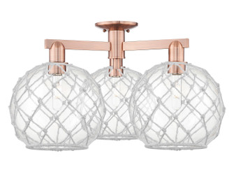 Arcadia Three Light Semi-Flush Mount in Antique Copper (405|716-3F-AC-G122-10RW)
