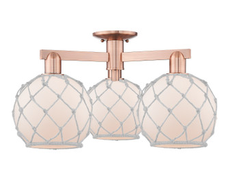 Arcadia Three Light Semi-Flush Mount in Antique Copper (405|716-3F-AC-G121-8RW)
