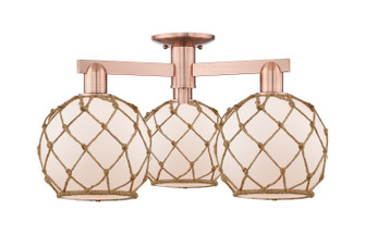 Arcadia Three Light Semi-Flush Mount in Antique Copper (405|716-3F-AC-G121-8RB)