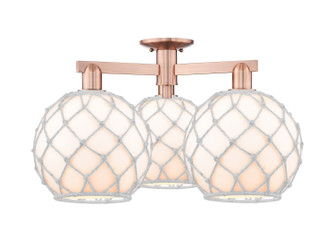 Arcadia Three Light Semi-Flush Mount in Antique Copper (405|716-3F-AC-G121-10RW)