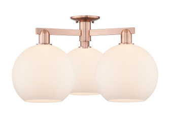 Arcadia Three Light Semi-Flush Mount in Antique Copper (405|716-3F-AC-G121-10)