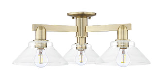 Arcadia Three Light Semi-Flush Mount in Antique Brass (405|716-3F-AB-G132)