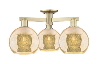 Arcadia Three Light Semi-Flush Mount in Antique Brass (405|716-3F-AB-G128-8)