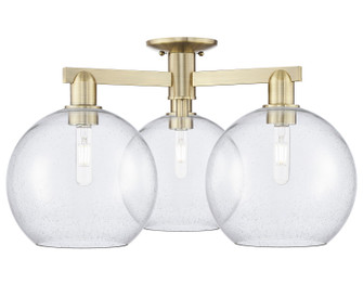 Arcadia Three Light Semi-Flush Mount in Antique Brass (405|716-3F-AB-G124-10)