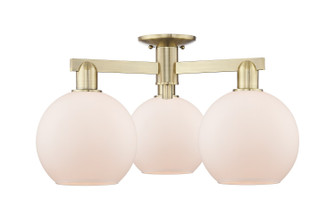 Arcadia Three Light Semi-Flush Mount in Antique Brass (405|716-3F-AB-G121-8)