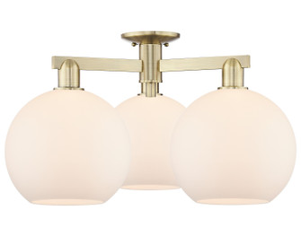 Arcadia Three Light Semi-Flush Mount in Antique Brass (405|716-3F-AB-G121-10)