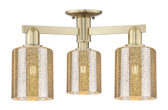 Arcadia Three Light Semi-Flush Mount in Antique Brass (405|716-3F-AB-G116)