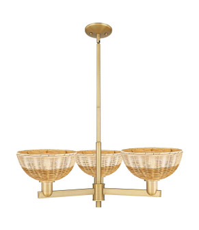 Arcadia Three Light Pendant in Brushed Brass (405|716-3CR-BB-NBD2-9-NAT)