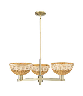 Arcadia Three Light Pendant in Antique Brass (405|716-3CR-AB-NBD2-9-NAT)