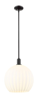 Arcadia One Light Mini Pendant in Matte Black (405|716-1S-BK-G1217-14WV)