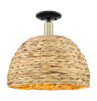 Arcadia One Light Semi-Flush Mount in Black Antique Brass (405|716-1C-BAB-RBD-16-NAT)