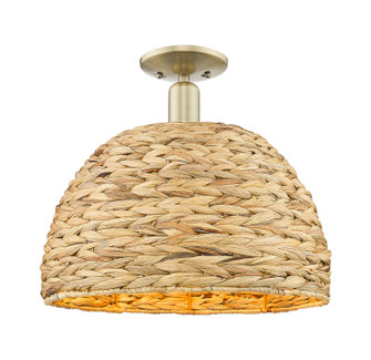 Arcadia One Light Semi-Flush Mount in Antique Brass (405|716-1C-AB-RBD-16-NAT)