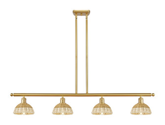 Ballston Four Light Island Pendant in Satin Gold (405|516-4I-SG-NBD2-75-NAT)