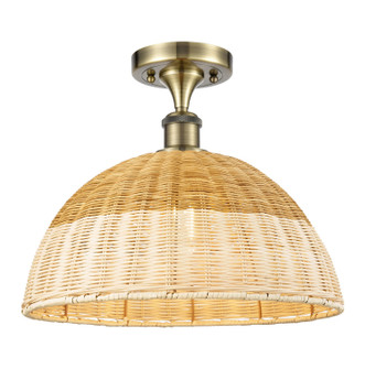 Ballston One Light Semi-Flush Mount in Antique Brass (405|516-1C-AB-NBD2-16-NAT)