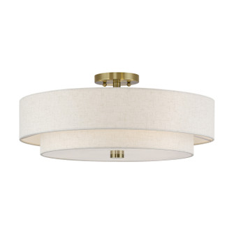 Monroe Five Light Semi-Flush Mount in Antique Brass (107|52139-01)