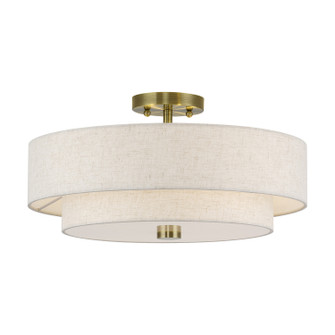 Monroe Four Light Semi-Flush Mount in Antique Brass (107|51085-01)