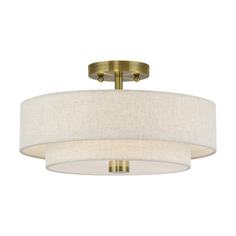 Monroe Three Light Semi-Flush Mount in Antique Brass (107|51084-01) Monroe Three Light Semi-Flush Mount in Antique Brass (107|51084-01)