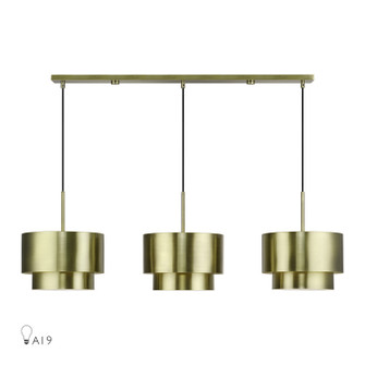 Zolana Three Light Linear Chandelier in Antique Brass (107|40053-01)