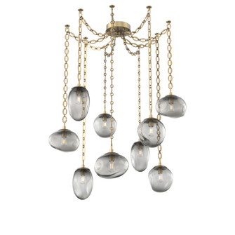 Cosmos Bulb Nine Light Pendant in Gilded Brass (404|SNB0065-09-GB-S-CH2-E2)