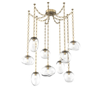 Cosmos Bulb Nine Light Pendant in Gilded Brass (404|SNB0065-09-GB-C-CH1-E2)
