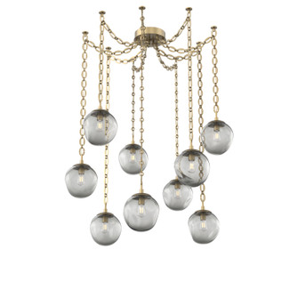 Aster Bulb Nine Light Pendant in Gilded Brass (404|SNB0062-09-GB-S-CH2-E2)