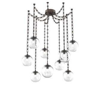 Aster Bulb Nine Light Pendant in Flat Bronze (404|SNB0062-09-FB-C-CH3-E2)