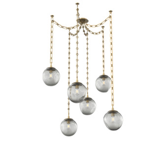 Aster Bulb Six Light Pendant in Gilded Brass (404|SNB0062-06-GB-S-CH3-E2)
