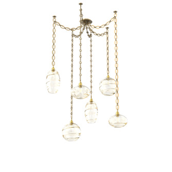 Misto Six Light Pendant in Gilded Brass (404|SNB0048-06-GB-OA-CH2-E2)
