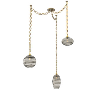 Misto Three Light Pendant in Gilded Brass (404|SNB0048-03-GB-OS-CH2-E2)