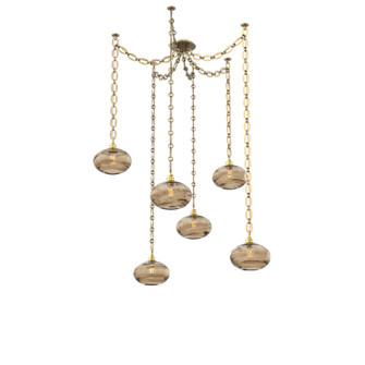 Coppa Six Light Pendant in Gilded Brass (404|SNB0036-06-GB-OB-CH2-E2)