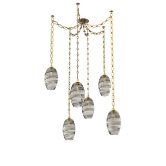 Ellisse Six Light Pendant in Gilded Brass (404|SNB0035-06-GB-OS-CH2-E2)
