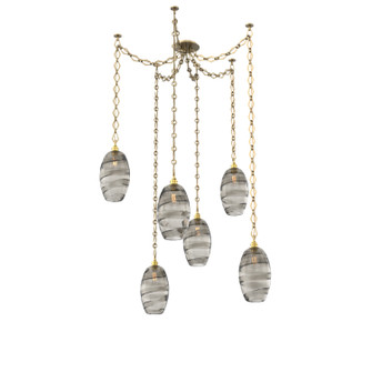 Ellisse Six Light Pendant in Gilded Brass (404|SNB0035-06-GB-OS-CH1-E2)