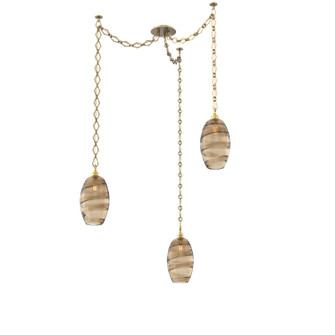 Ellisse Three Light Pendant in Gilded Brass (404|SNB0035-03-GB-OB-CH1-E2)