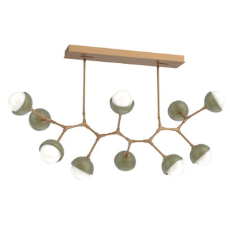 Cabochon LED Linear Suspension in Novel Brass (404|PLB0093-BC-NB-WL-001-L3-GE)