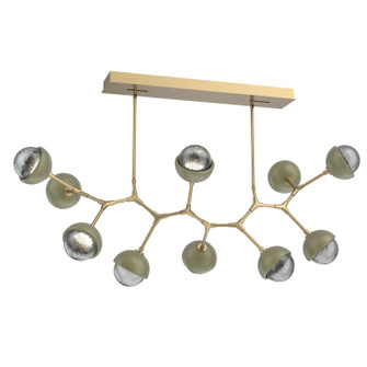 Cabochon LED Linear Suspension in Gilded Brass (404|PLB0093-BC-GB-S-001-L3-GE)