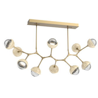 Cabochon LED Linear Suspension in Gilded Brass (404|PLB0093-BC-GB-C-001-L1-TR)