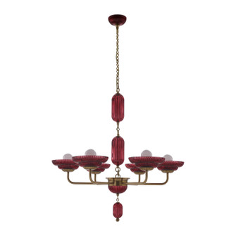 Verde Six Light Chandelier in Satin Brass (33|519671STB/MGNT)