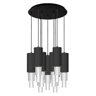 Bordeaux LED Pendant in Matte Black/Clear Ribbed Glass (452|MP502204MBCR-09)