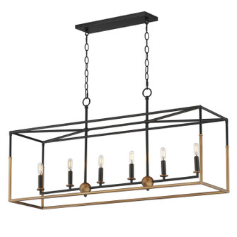 SoHo Six Light Linear Pendant in Black/Weathered Brass (16|28626BKWBR)