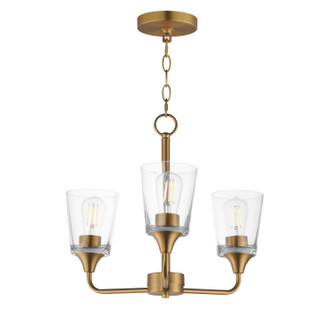 Hudson Three Light Chandelier in Natural Aged Brass (16|12873CLNAB)